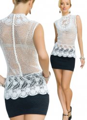 White blouse with a yoke and a border of Irish lace