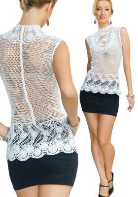 White blouse with a yoke and a border of Irish lace