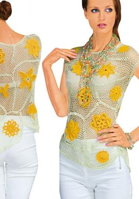 Irish lace silk blouse сhampagne color with yellow flowers